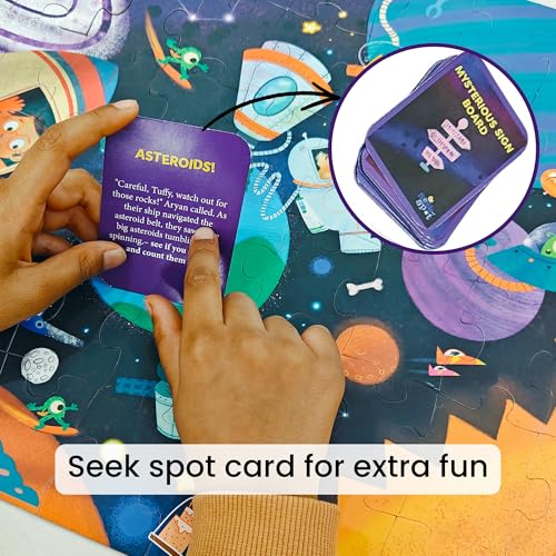 The Curious Bees - Seek & Spot Puzzle & Game - Space Jigsaw Puzzle | 60 Pieces + 10 Seek Cards | Gifts for Boys and Girls Ages 4-8 | BIS Approved | Made in India - Image 3