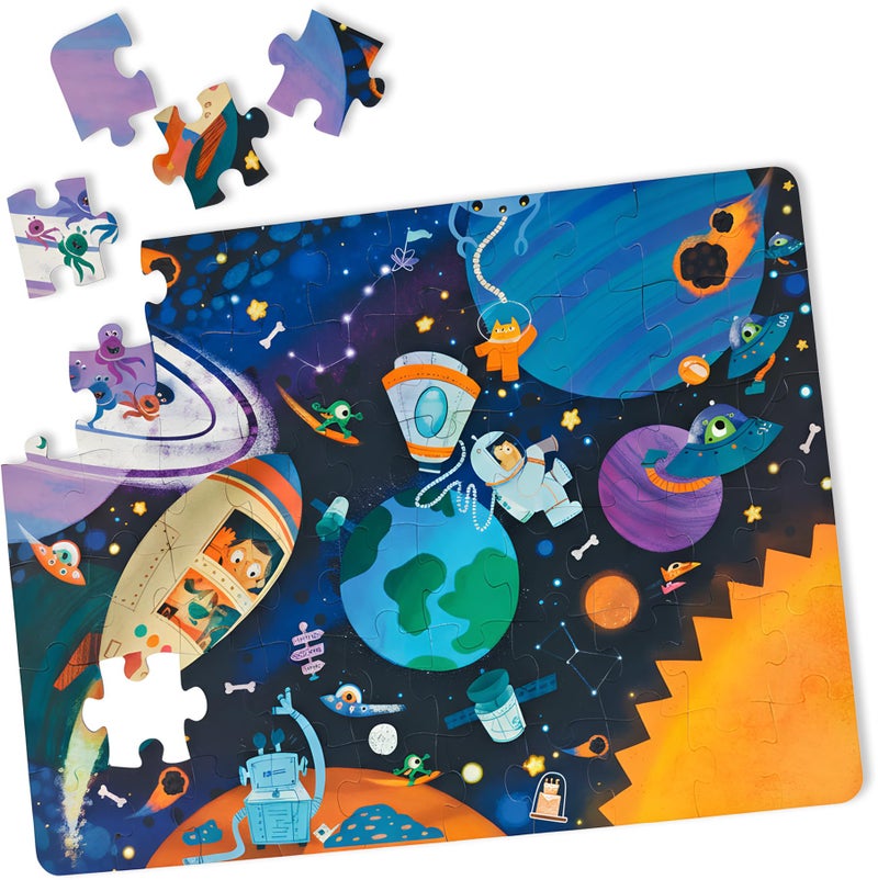 The Curious Bees - Seek & Spot Puzzle & Game - Space Jigsaw Puzzle | 60 Pieces + 10 Seek Cards | Gifts for Boys and Girls Ages 4-8 | BIS Approved | Made in India - Image 1