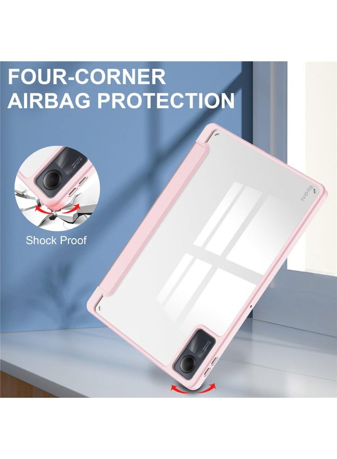 Redmi Pad SE 11 Inch Case, Clear Back Transparent with Pen Holder, Redmi Pad se Cover, Tablet Case with Auto Sleep Function, Trifold Stand, Shockproof, Lightweight (Redmi Pad SE, Pink) - Image 3