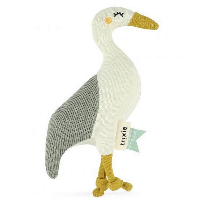 Trixie Organic Cotton Heron Squeaker Rattle - White, Eco-Friendly Teething Toy for Babies 0+, L6xB19cm, Enhances Motor Skills - Image 1