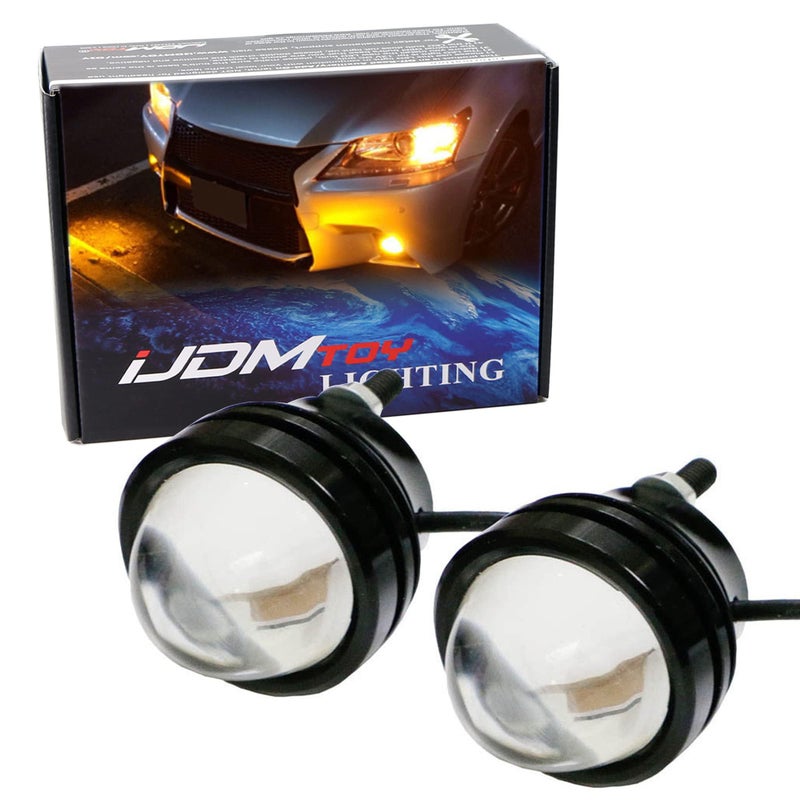 iJDMTOY Amber Yellow 5W High Power Bull Eye LED Projector Lamps Compatible With Driving DRL Lights Fog Lights or Parking Position Lights