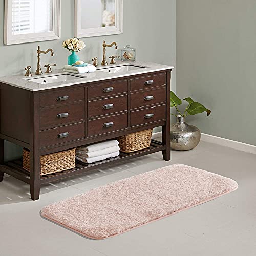 Suchtale Large Bathroom Rug Extra Soft and Absorbent Shaggy Bathroom Mat 24 x 60 Dusty Pink Machine Washable Microfiber Bath Mat for Bathroom Non Slip Bath Mat Bathroom Floor Mats Rubber Back