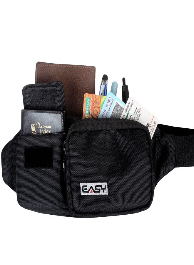 Easy Multi Utility Sling Bag, 2 LTR Baggage with 3 Compartments Adjustable Waist Belt Buckle Strap, 2 Lockable Metal Zipper 1 Flap Pocket Waist Pouch, Daily Use and Traveling Accessories (Black) - Image 5