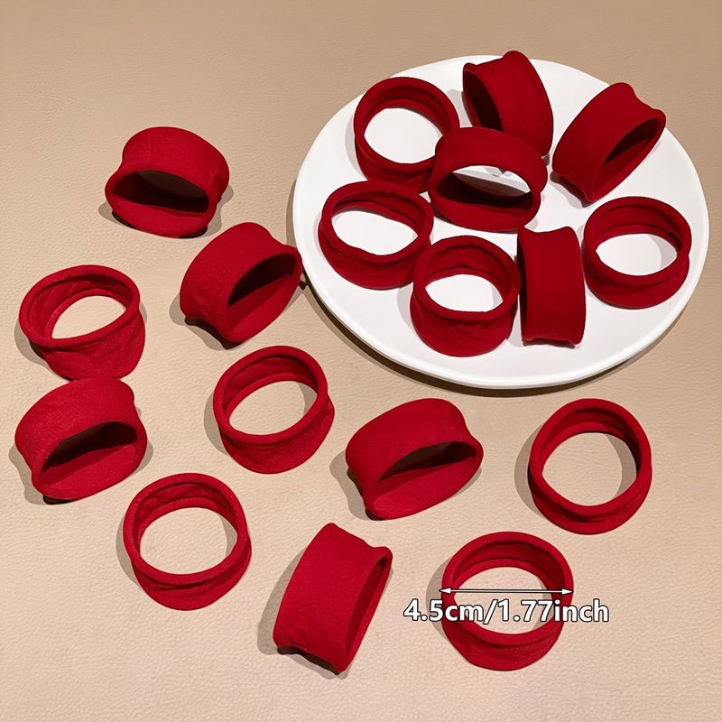 48Pcs Red Wide Hair Ties High Ponytail Elastics Gentle Seamless Daily Use - Image 4
