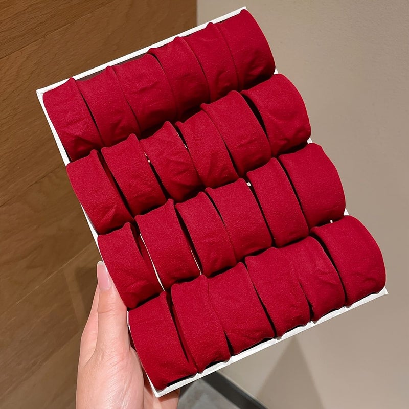 48Pcs Red Wide Hair Ties High Ponytail Elastics Gentle Seamless Daily Use - Image 3