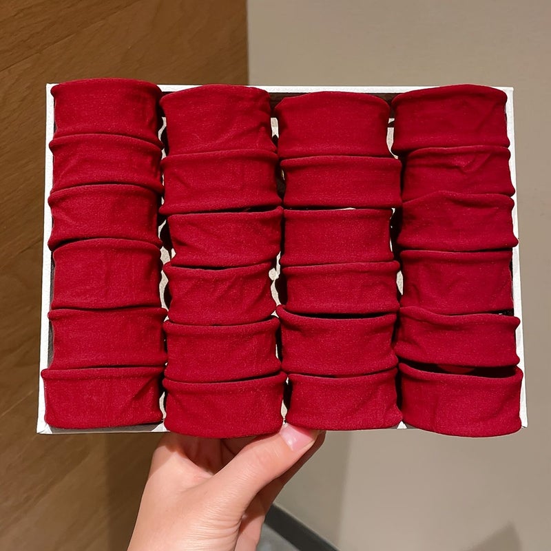 48Pcs Red Wide Hair Ties High Ponytail Elastics Gentle Seamless Daily Use - Image 2
