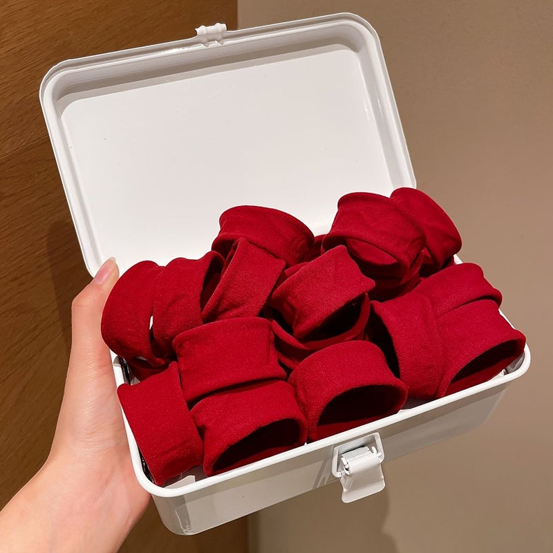 48Pcs Red Wide Hair Ties High Ponytail Elastics Gentle Seamless Daily Use - Image 5