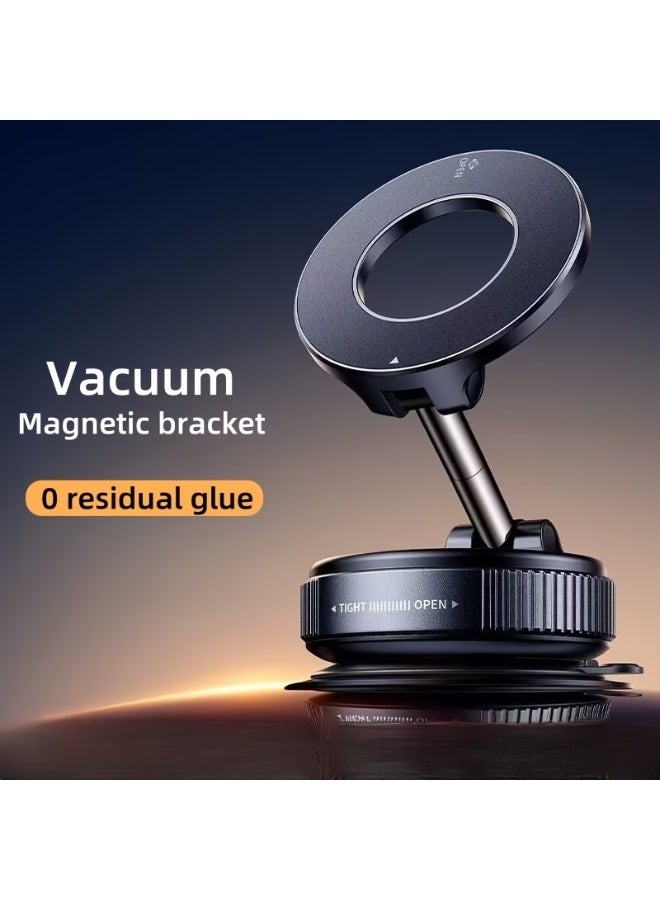 FUDIYA 360° rotatable and foldable design, ultra-strong N52 magnetic phone holder, upgraded aluminum alloy material, with vacuum suction cup, perfectly suitable for car dashboards, bathroom tiles, and glass surfaces - Image 1