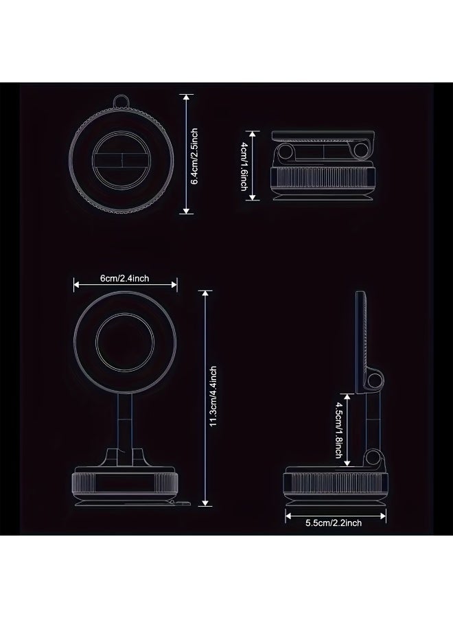 FUDIYA 360° rotatable and foldable design, ultra-strong N52 magnetic phone holder, upgraded aluminum alloy material, with vacuum suction cup, perfectly suitable for car dashboards, bathroom tiles, and glass surfaces - Image 2