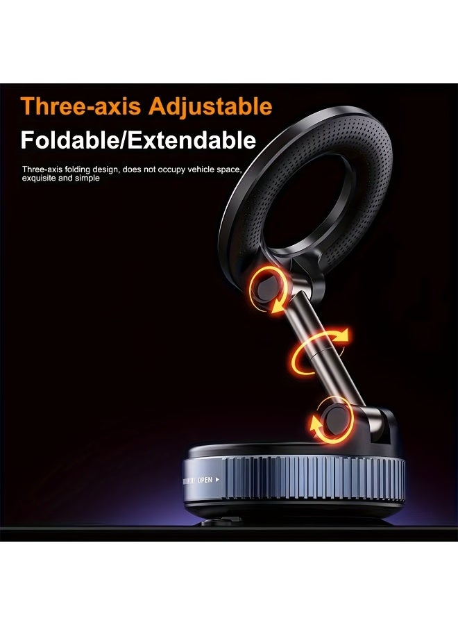 FUDIYA 360° rotatable and foldable design, ultra-strong N52 magnetic phone holder, upgraded aluminum alloy material, with vacuum suction cup, perfectly suitable for car dashboards, bathroom tiles, and glass surfaces - Image 5