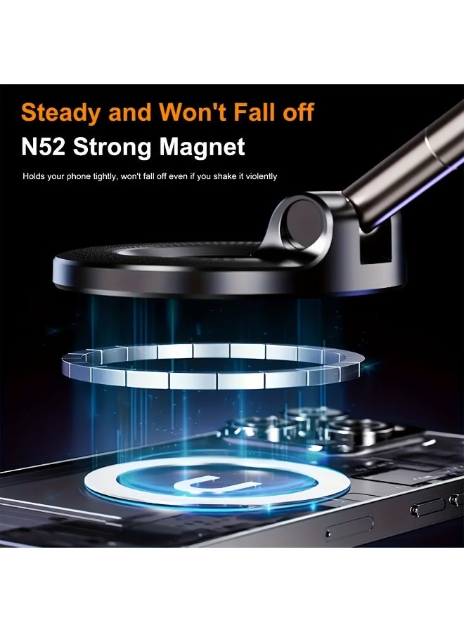 FUDIYA 360° rotatable and foldable design, ultra-strong N52 magnetic phone holder, upgraded aluminum alloy material, with vacuum suction cup, perfectly suitable for car dashboards, bathroom tiles, and glass surfaces - Image 4