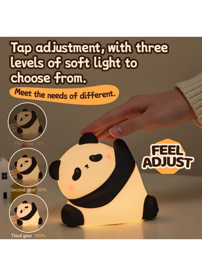 AGEK Panda Night Light, Cute LED Squishy Nursery Night Light 3 Level Dimmable Lamp, Novelty Silicone Animal Nightlight USB Charging Port Bedside Touch Lamps for Toddler Baby Kids Funny Gifts Bedroom Decor - Image 2