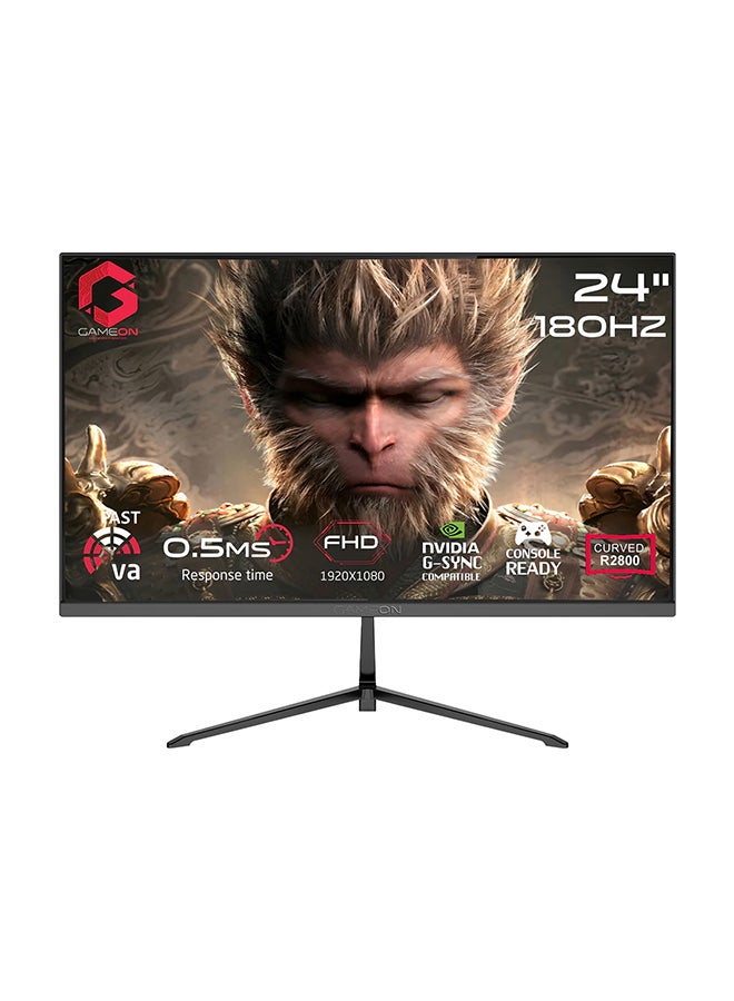 GAMEON 24-Inch Curved Gaming Monitor, Full HD 1920x1080, 180Hz Refresh Rate, 0.5ms MPRT, Fast VA Panel, HDMI 2.1, Adaptive Sync, Immersive Curved Display R2800 black - Image 1