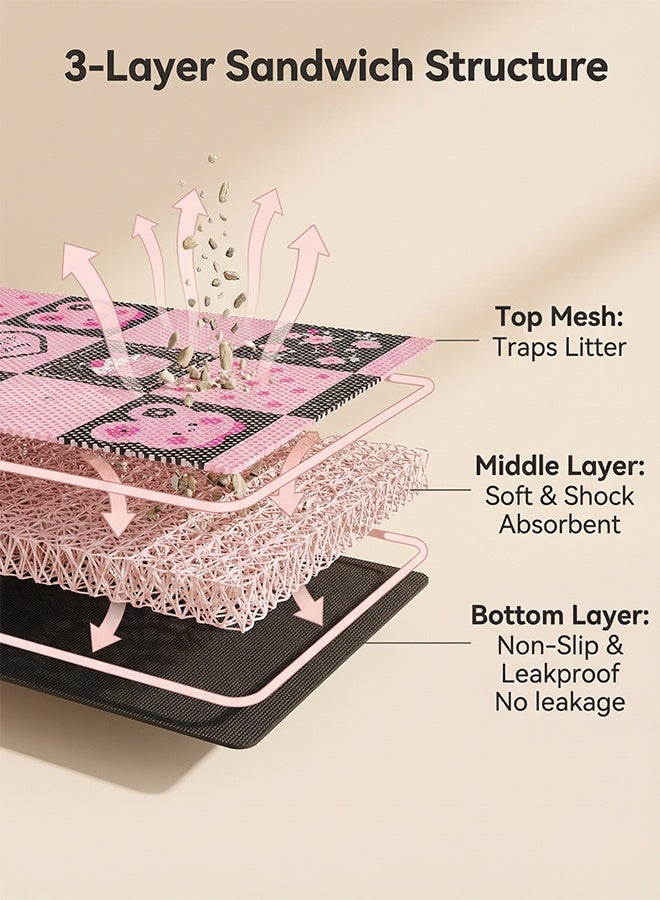 إتش كيو جيمنغ سجادة رمل للقطط، سجادة مانعة للانزلاق ومقاومة للماء لصندوق الرمل، وسادات رمل للقطط، قابلة للطي وسهلة التنظيف، حجم كبير 50×80 سم، سميكة لامتصاص الرطوبة، جيدة التهوية، سهلة التنظيف وناعمة على مخالب القطط - Image 3