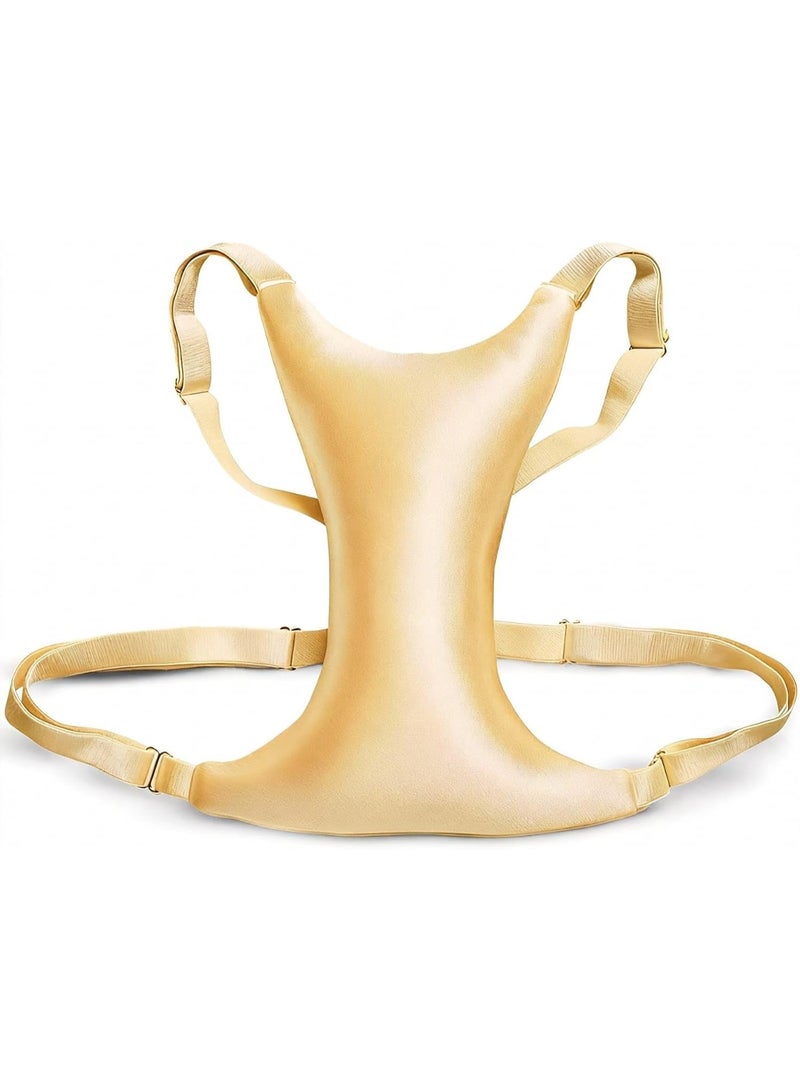Breast Pillow, Chest Wrinkles Prevention and Breast Support, Adjustable Memory Foam, Breathable Silk Fabric, Side Sleeping Support Ideal Augmentation, Reduction, Implants and Nursing (Golden) - Image 1