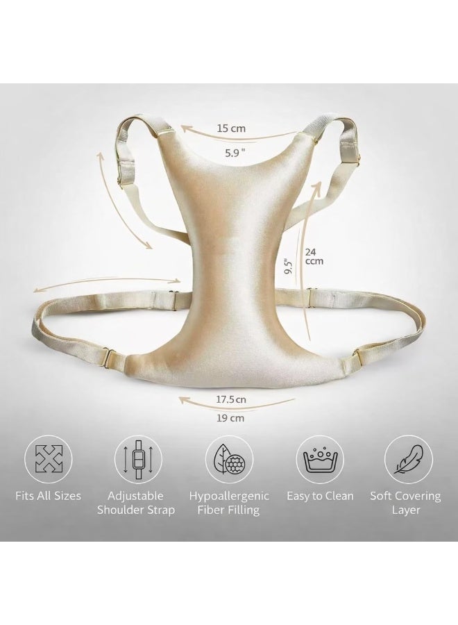 Breast Pillow, Chest Wrinkles Prevention and Breast Support, Adjustable Memory Foam, Breathable Silk Fabric, Side Sleeping Support Ideal Augmentation, Reduction, Implants and Nursing (Golden) - Image 5