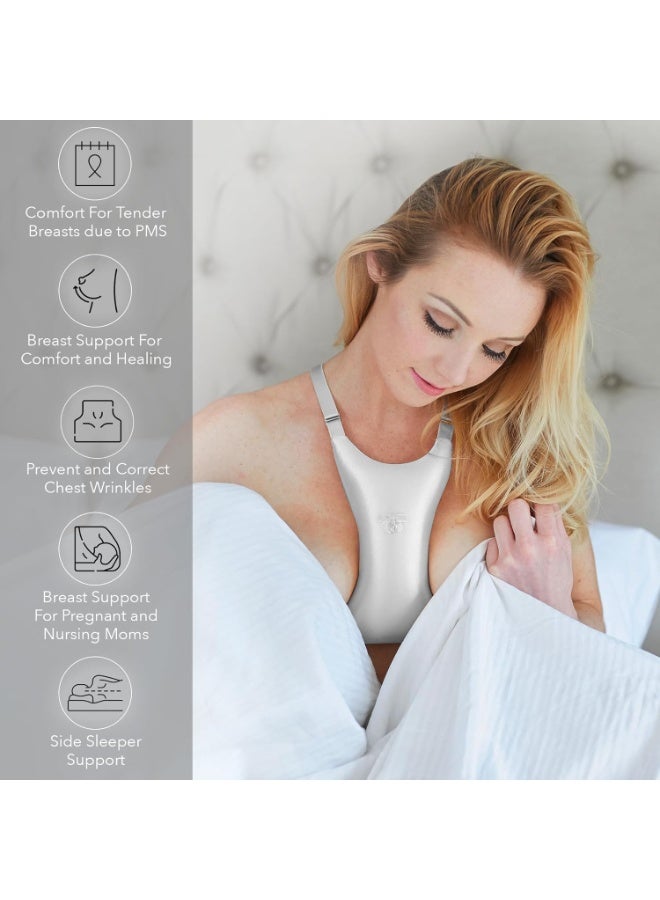Breast Pillow, Chest Wrinkles Prevention and Breast Support, Adjustable Memory Foam, Breathable Silk Fabric, Side Sleeping Support Ideal Augmentation, Reduction, Implants and Nursing (Golden) - Image 2