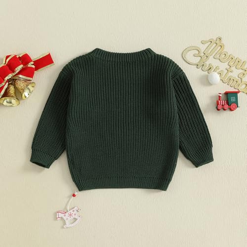 allshope Newborn Baby Girl Boy Christmas Knit Sweater My First Christmas Hat Embroidery Winter Sweatshirt Outfit Fall Clothes (Blackish Green, 0-3 Months) - Image 4