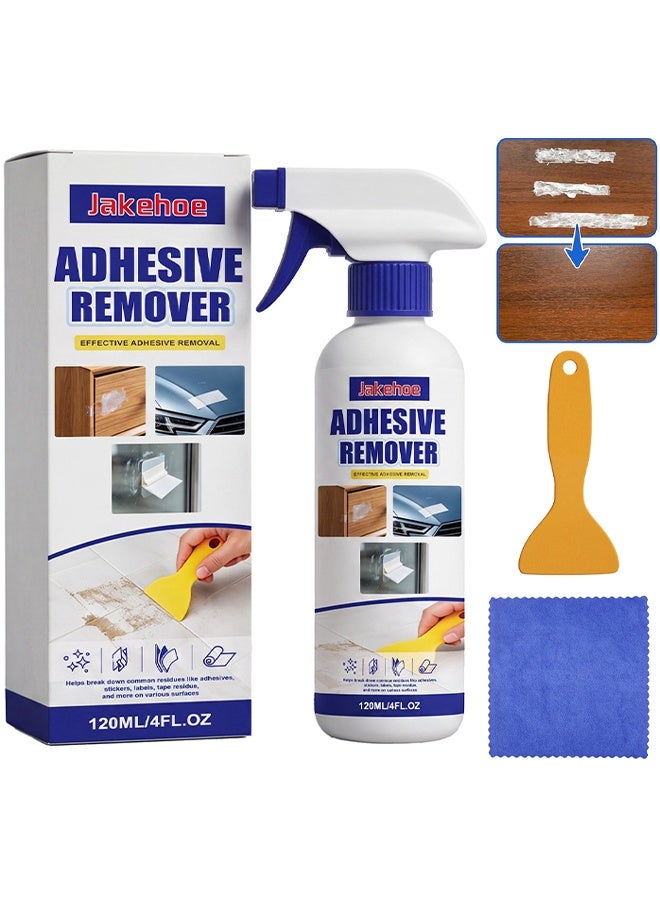 Jakehoe Adhesive Remover Spray, Glue Remover Spray, Adhesive Remover For Cars, Glue Removal Liquid Tape Remover Sticker Lifter, Powerful Super Glue Remover, Safe Adhesive Remover Multifunctional Glue Remover For Car Interiors Removes Residue Labels Decals, 120ml - Image 1
