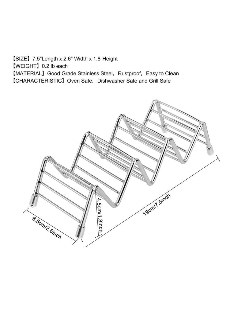 SYOSI 2 Pcs Taco Stainless Steel Holder, Wave Shaped Taco Tray Can Hold 3 or 4 Tacos or Baking Snacks Cakes for Restaurant Bar Parties - Image 2