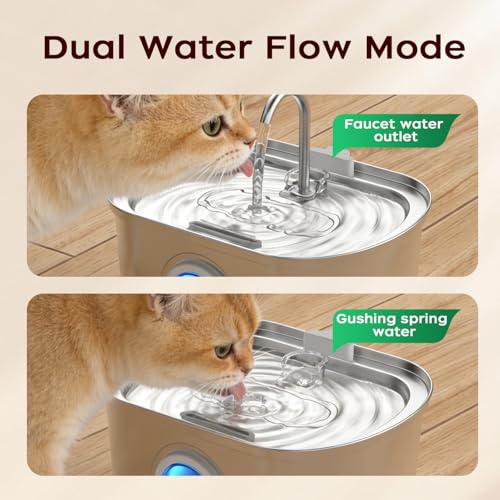 KANCHOU Cat Water Fountain Stainless Steel with Water Level Window,108oz/3.2L Cat Fountain Quiet Automatic Pet Water Fountain for Cats and Small Dogs - Image 5