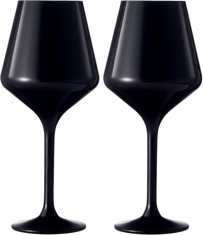 Khen Floating Wine Glasses for Pool (18 Oz | Set of 2) - Wine Glass Set That Float | Shatterproof Poolside Wine | Beach Glass | Outdoor Tritan Plastic Glassware with Stem for Patio, Picnic - Matte Black - Image 2