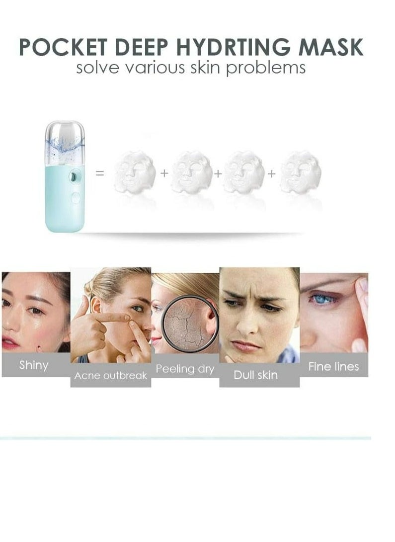 Generic Nano Facial Steamer, Handy Mini Mister, USB Rechargeable Mist Sprayer, 30ml Visual Water Tank Moisturizing&Hydrating for Face, Daily Makeup, Skin Care, Eyelash Extensions-Blue  - Image 5