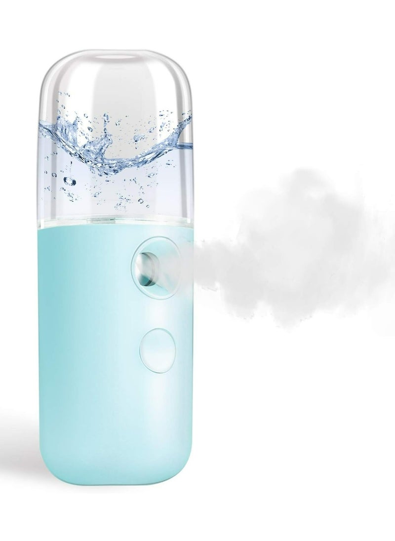 Generic Nano Facial Steamer, Handy Mini Mister, USB Rechargeable Mist Sprayer, 30ml Visual Water Tank Moisturizing&Hydrating for Face, Daily Makeup, Skin Care, Eyelash Extensions-Blue  - Image 1