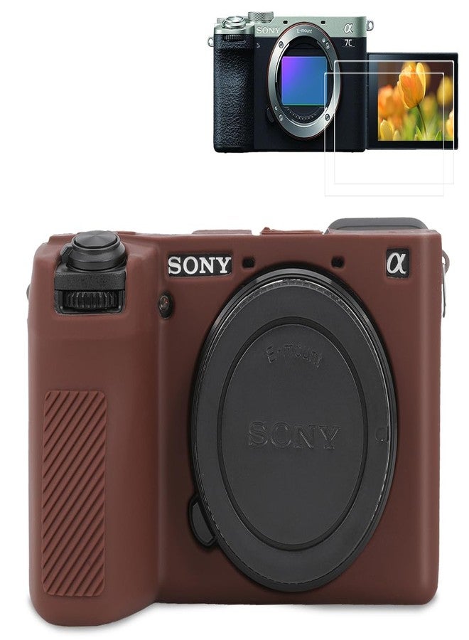 Pocoukate Case for Sony Alpha 6700 Camera, Soft Silicone Protective Cover Skin with A6700 Screen Protector Accessories for Sony Alpha 6700 Camera Silicone Case - Coffee - Image 1