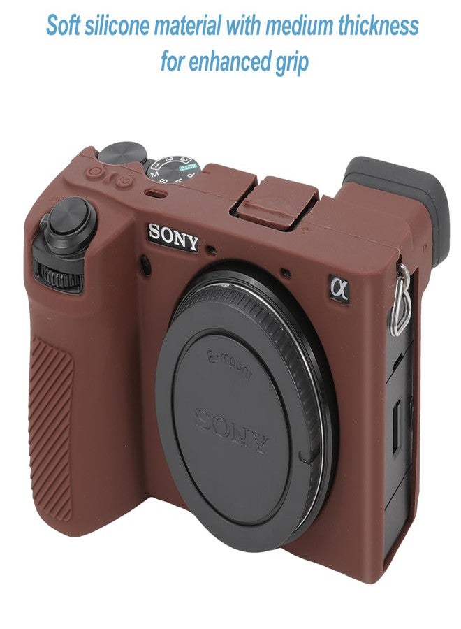 Pocoukate Case for Sony Alpha 6700 Camera, Soft Silicone Protective Cover Skin with A6700 Screen Protector Accessories for Sony Alpha 6700 Camera Silicone Case - Coffee - Image 3