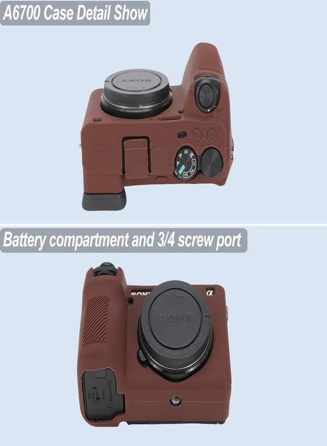 Pocoukate Case for Sony Alpha 6700 Camera, Soft Silicone Protective Cover Skin with A6700 Screen Protector Accessories for Sony Alpha 6700 Camera Silicone Case - Coffee - Image 5