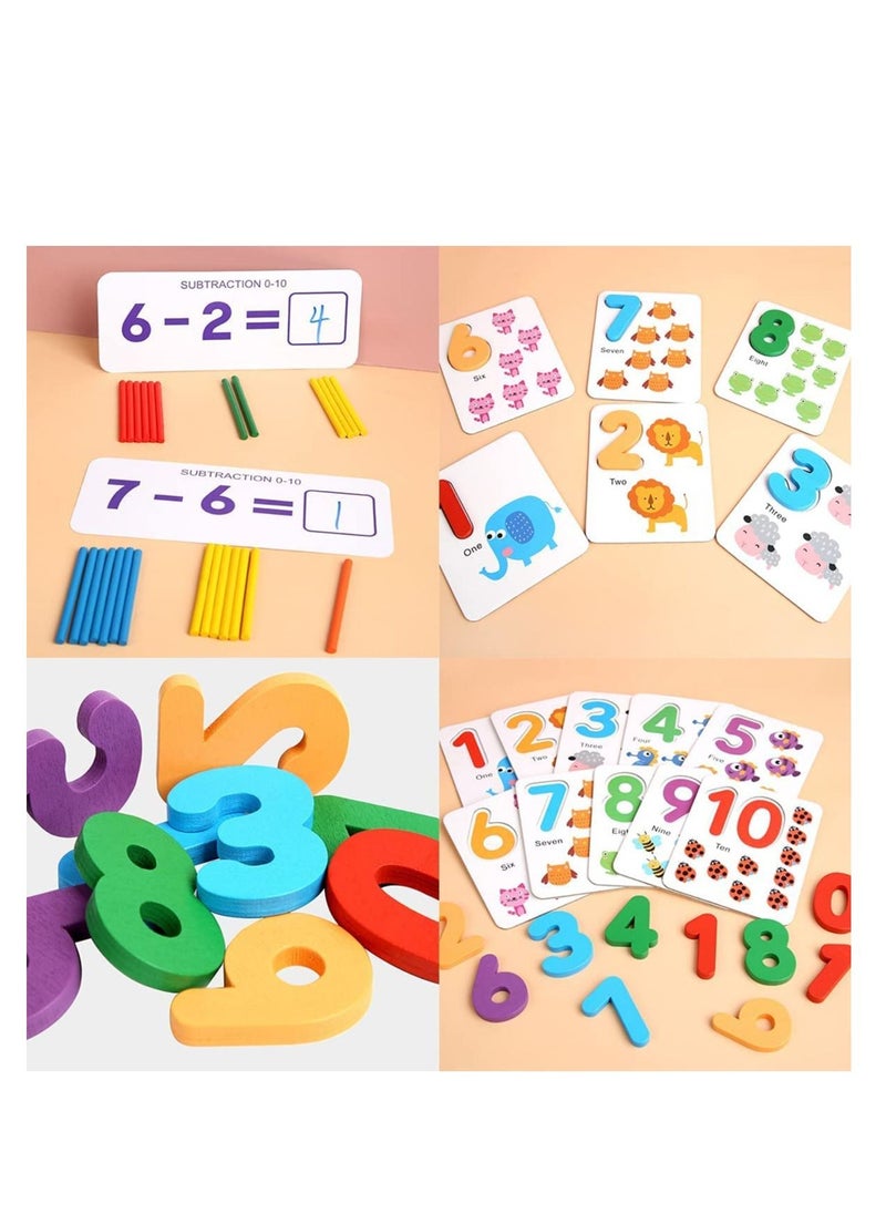 Cordova Montessori Counting Toys Learning Set  Math Words Game Counting Sticks and Puzzles Wooden Educational Montessori Preschool  - Image 4