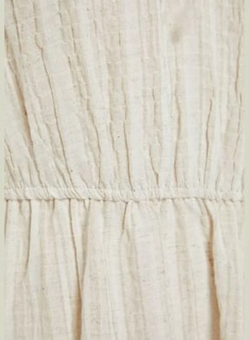 trendyol Ecru Mini Knitted Bound Beach Dress