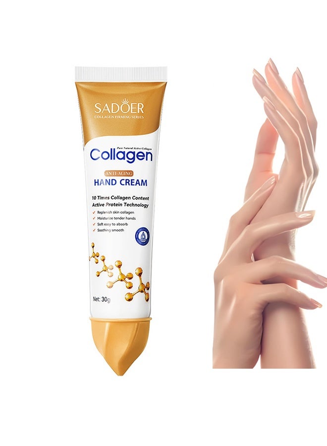 سادور كريم اليد المضاد للتجاعيد بالكولاجين، كريم العناية بالبشرة المغذي والمبيض والمرطب، كريم اليد المضاد للشيخوخة سريع الامتصاص، كريم إصلاح البشرة الناعمة واللينة لإزالة التجاعيد والظلام 30 جرام - Image 1