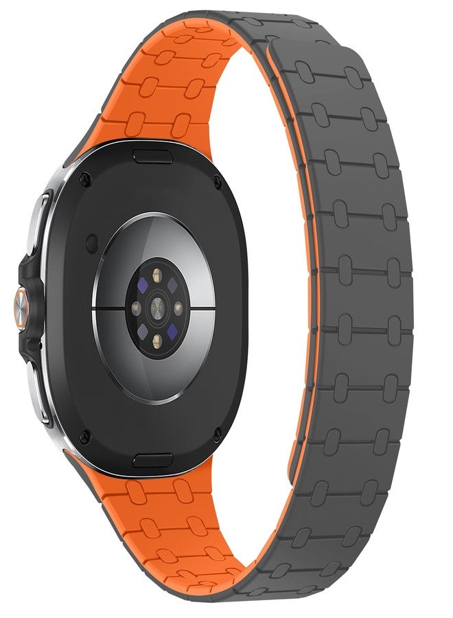 Amizee Sport Band Compatible with Samsung Galaxy Watch 8 40mm 44mm/Watch 8 Classic for Men Women, Magnetic Silicone Bracelet Replacement for Galaxy Watch 8, Grey/Orange - Image 2