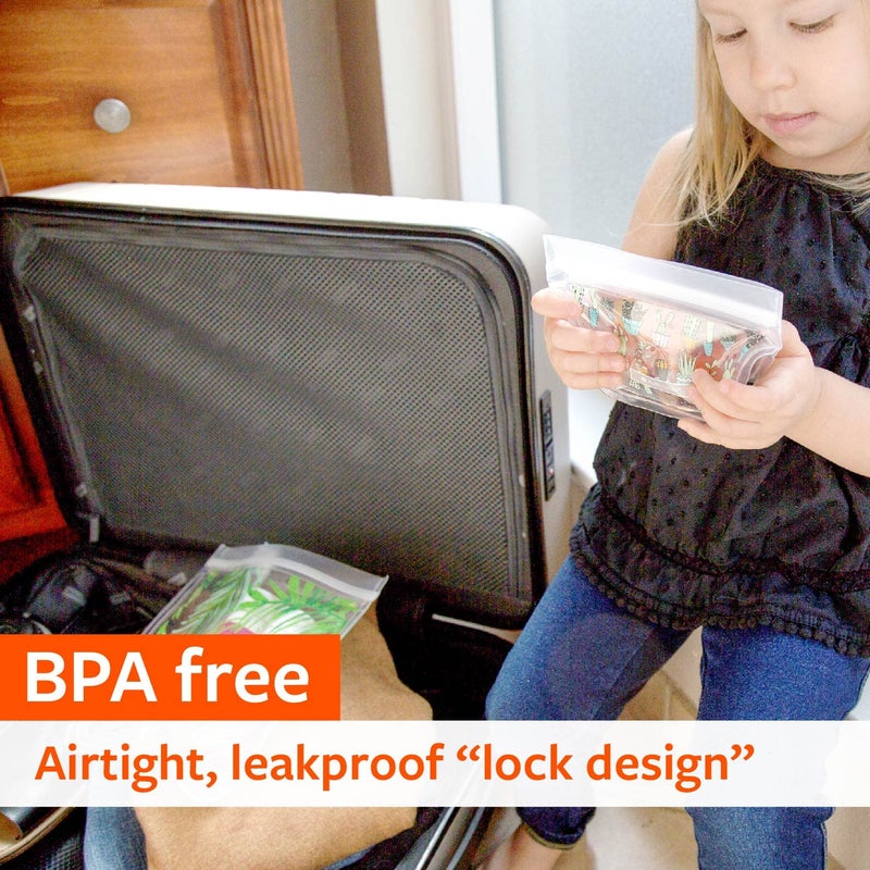 Full Circle Ziptuck Reusable Snack Bags - Multi-Use Leak-Free Food-Safe Storage Bags - BPA-Free - Set of 2  Cactus Party - Image 3