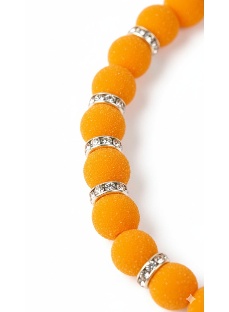 Orange Long Beaded Phone Strap – Shoulder/Neck Lanyard - Image 4