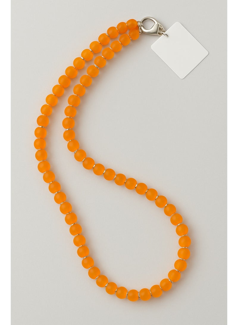 Orange Long Beaded Phone Strap – Shoulder/Neck Lanyard - Image 2