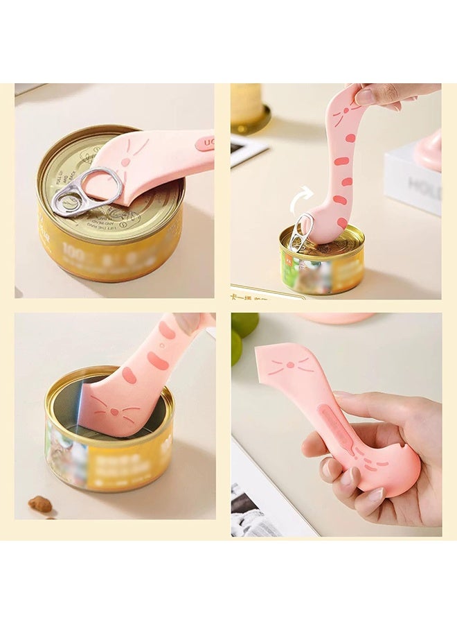 Pet Food Can Spoon  Can Covers, Cute Tail Shape Opener Spatula Cat Wet Food Spoon, Universal BPA Free Silicone Can Lids  Spoon for Dog Cat Cans(Pink) - Image 4