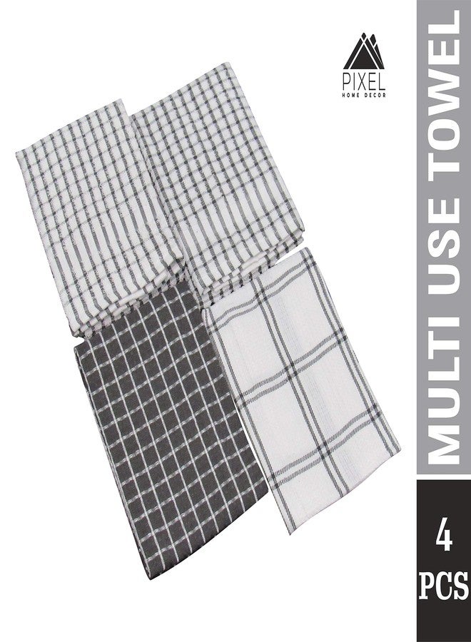 PIXEL HOME مناشف تنظيف المطبخ القطنية من بيكسل هوم (مجموعة من 4 قطع، رمادي)، PXL-KTW-5-Grey - Image 3
