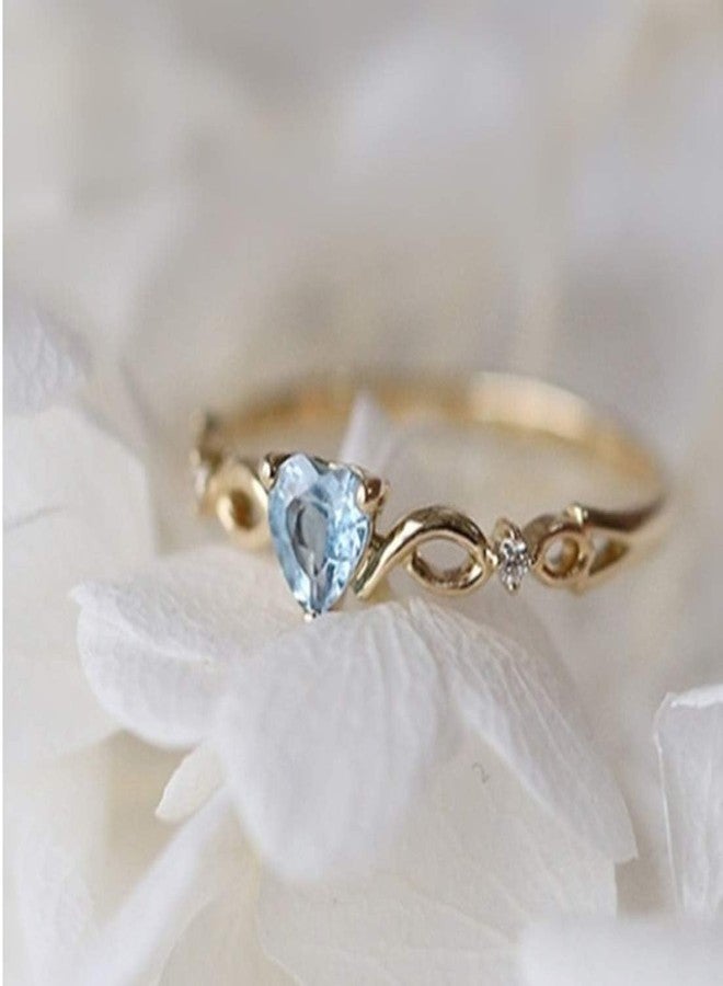 Goldenchen Fashion Jewelry 14k Gold Filled Sea Blue Topaz Love Heart CZ Diamond Ring Women Anniversary Engagement Wedding Gemstone Ring (7) - Image 2