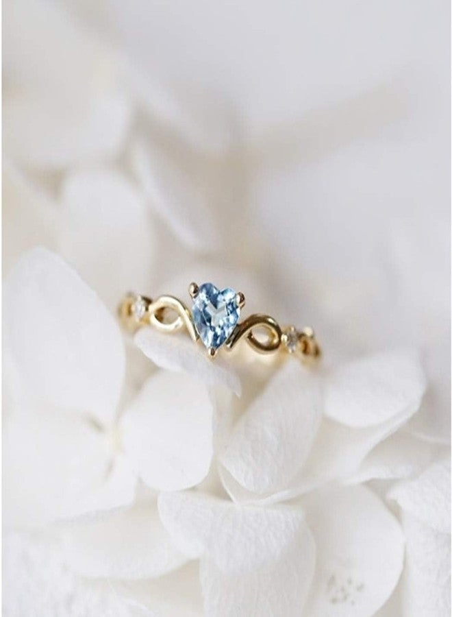 Goldenchen Fashion Jewelry 14k Gold Filled Sea Blue Topaz Love Heart CZ Diamond Ring Women Anniversary Engagement Wedding Gemstone Ring (7) - Image 3