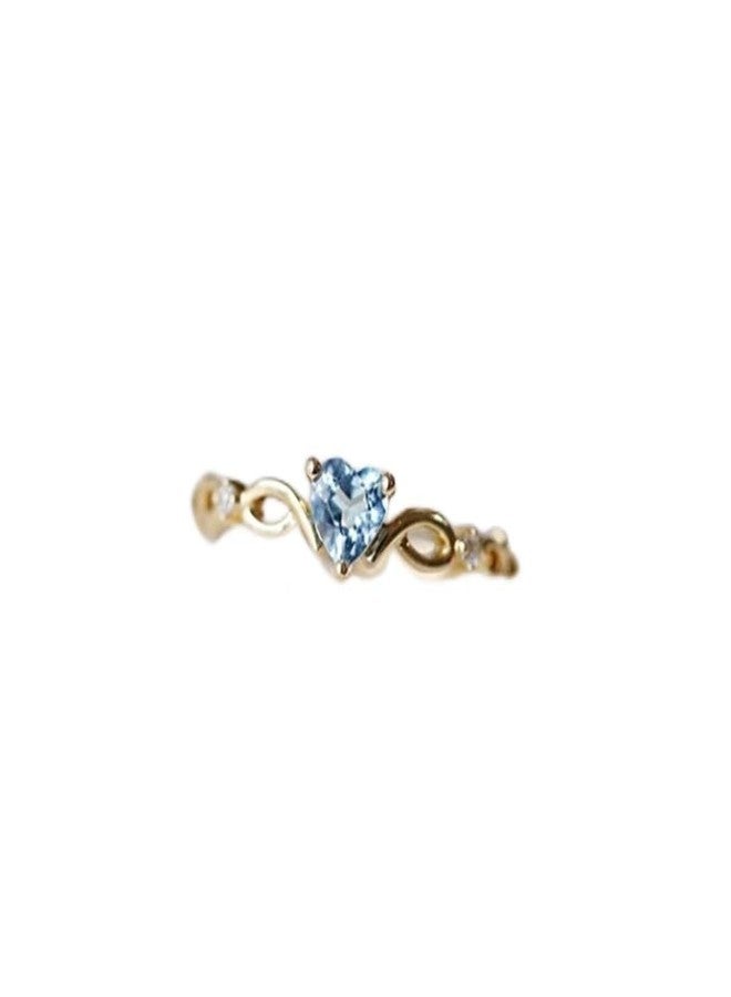 Goldenchen Fashion Jewelry 14k Gold Filled Sea Blue Topaz Love Heart CZ Diamond Ring Women Anniversary Engagement Wedding Gemstone Ring (7) - Image 1