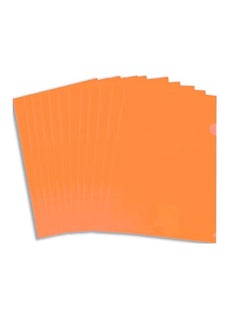 A4 Plastic File, L-Type Folders Project Pockets Clear Paper Document Jacket Sleeve for Office, Paper Storage, Orange (Pack of 12)