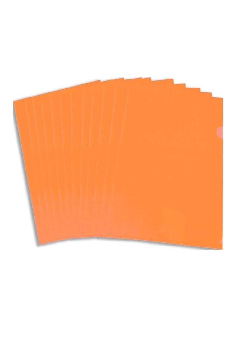Terabyte - A4 Plastic File, L-Type Folders Project Pockets Clear Paper Document Jacket Sleeve for Office, Paper Storage, Orange (Pack of 12) - Image 1