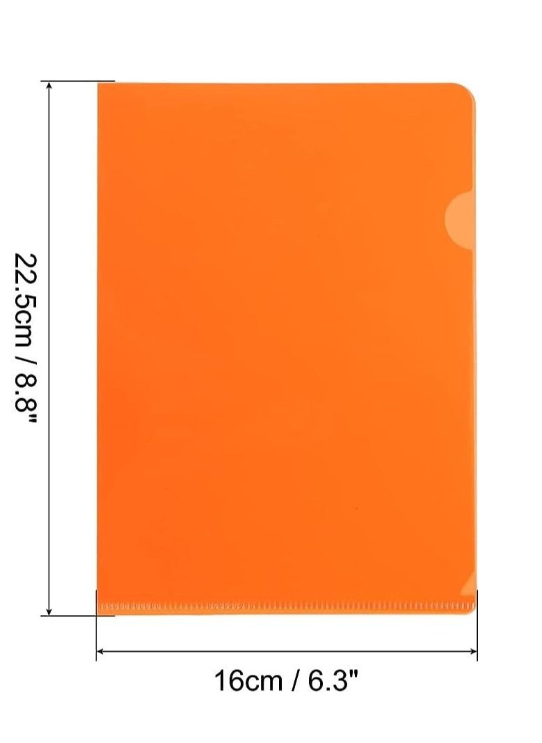 Terabyte - A4 Plastic File, L-Type Folders Project Pockets Clear Paper Document Jacket Sleeve for Office, Paper Storage, Orange (Pack of 12) - Image 1