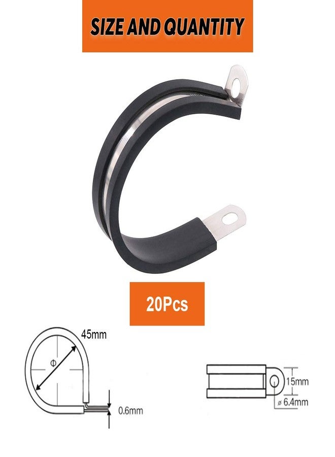 Keadic 20Pcs 1-3/4 Inch (45mm) Rubber Cushioned Insulated Clamps Stainless Steel, Metal Clamp, Tube Holder for Tube, Pipe or Wire Cord Installation - Image 2