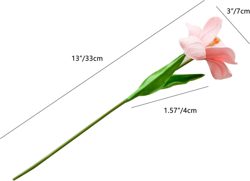 Mandy's Artificial Tulips 12 Stems Pink Fully Bloomed PU Faux Flowers for Thanksgiving and Christmas Decorations Wedding Home Decor 13.5 Inch - Image 2