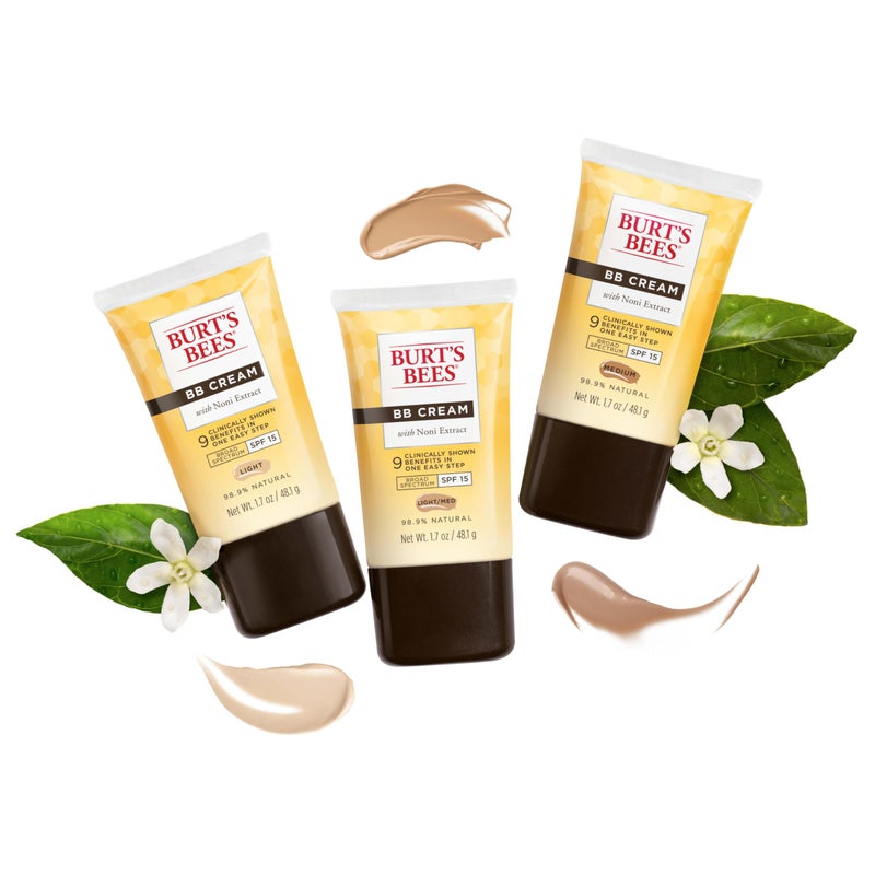 Burt's Bees BB Cream With SPF 15, Broad-Spectrum Sunscreen Tinted Lotion for All Skin Types, 98.9 Percent Natural Origin Skin Care, Light to Medium, 1.7 oz. Tube - Image 3
