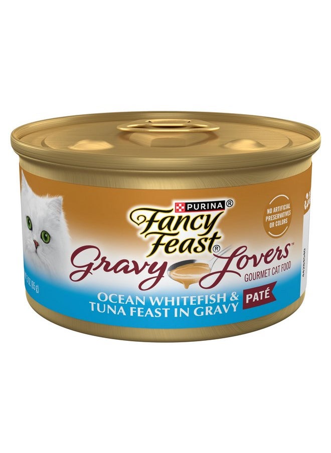 فانسي فيست - طعام القطط الرطب من Purina Fancy Feast Gravy Lovers Ocean Whitefish and Tuna Feast Pate في صلصة طعام القطط الرطبة - (عبوة من 24 قطعة) علب سعة 3 أونصات - Image 1